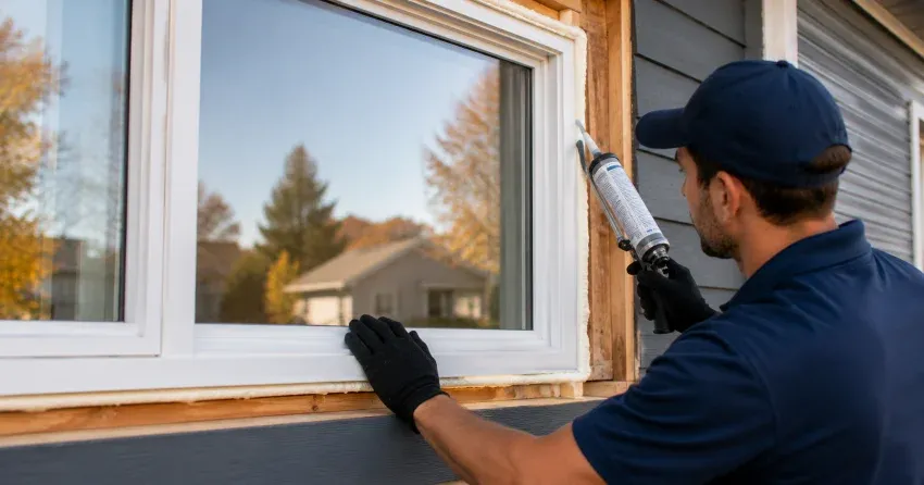 technician installing a new vinyl window in McNab, Niagara-on-the-Lake