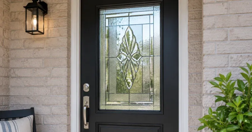 technician replacing a cracked decorative glass panel in Glendale, Niagara-on-the-Lake