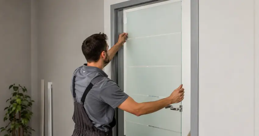 frosted glass interior door panel installation in Village of Virgil, Niagara-on-the-Lake