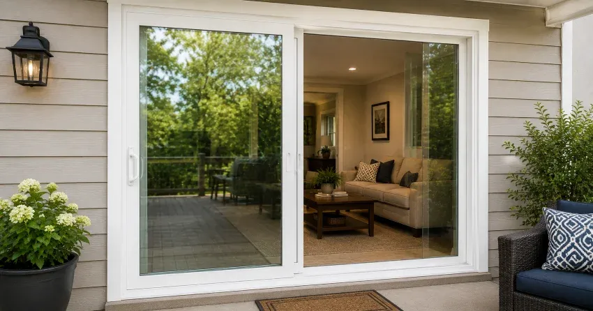 new patio door replacement installed in Dock Area, Niagara-on-the-Lake home