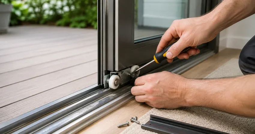 sliding door fix Four Mile Creek, Niagara-on-the-Lake technician diagnosing track issue