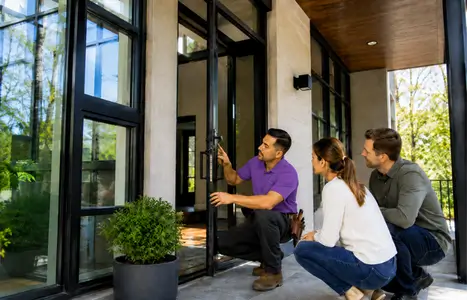 Modern home exterior with floor-to-ceiling windows by Windows & Doors Niagara on the Lake